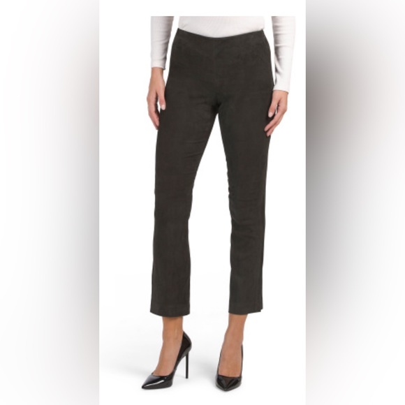 Vince Denim - VINCE LAMB SUEDE STRETCH CROPPED FLARE LEGGINGS sizeXL color  BLACK LEAF
